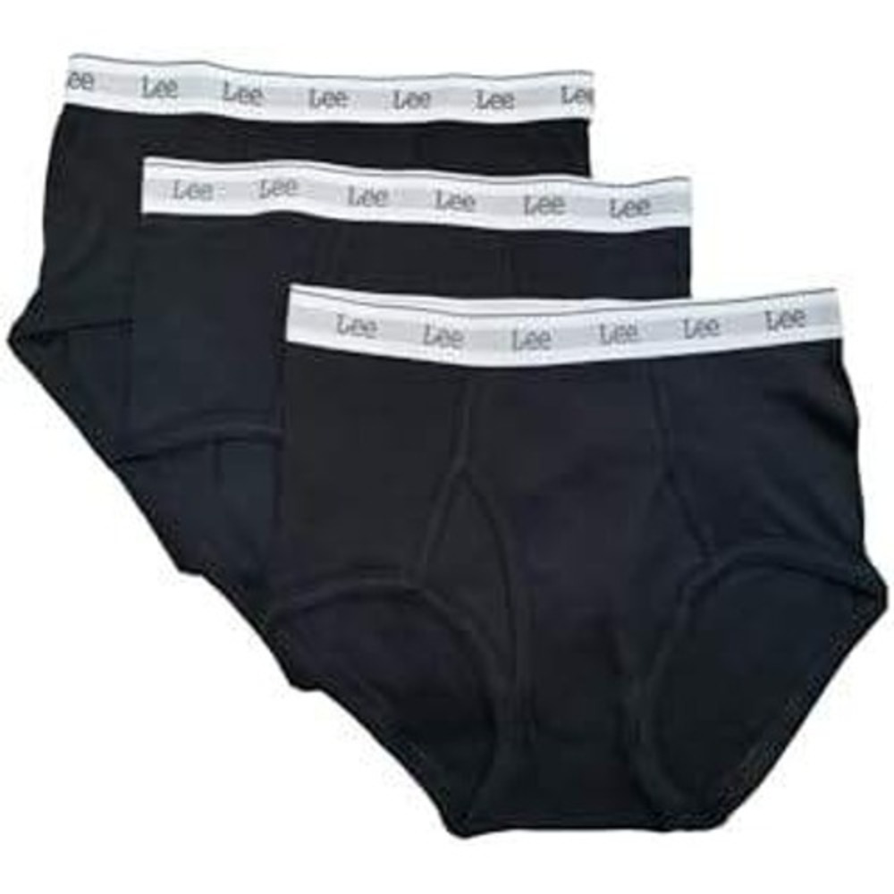 Lee Briefs Mens Small Black NEW 3-Pack 100% Cotton Classic Fit Underwear